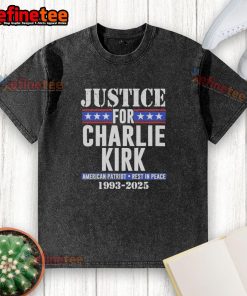 Official Justice For Charlie Kirk American Patriot Rest In Peace 1993-2025 washed t-shirt with patriotic design.