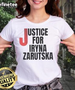 Official Justice For Iryna Zarutska Ladies Tee featuring bold graphics and a stylish design for supporters of justice.