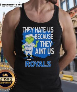 Official Kansas City Royals Grinch Christmas tank top featuring 'They Hate Us Ain't Us' design for festive fans.