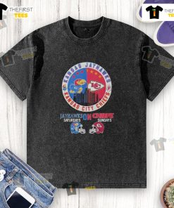 Official Kansas Jayhawks Saturdays Kansas City Chiefs Sundays 2025 Forever NFL washed t-shirt design in vibrant colors.