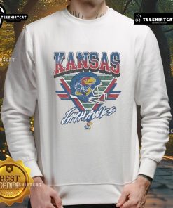 Official Kansas Jayhawks Triangle Vintage Sweatshirt in navy, featuring classic logo and soft, comfortable fabric.