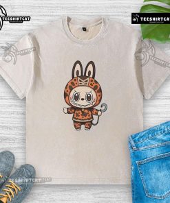 Alt Text: Official Labubu Pirate Captain Hook washed t-shirt featuring a vibrant design and comfortable fit for fans.