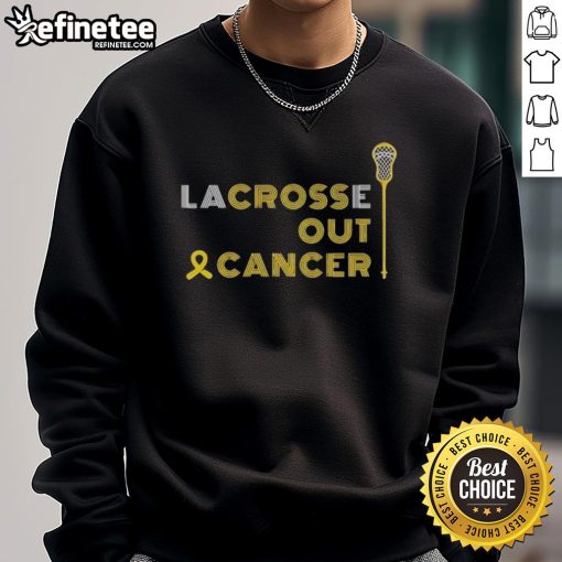 Official Lacrosse Out Cancer Awareness Sweatshirt in vibrant colors, promoting cancer awareness through sports.