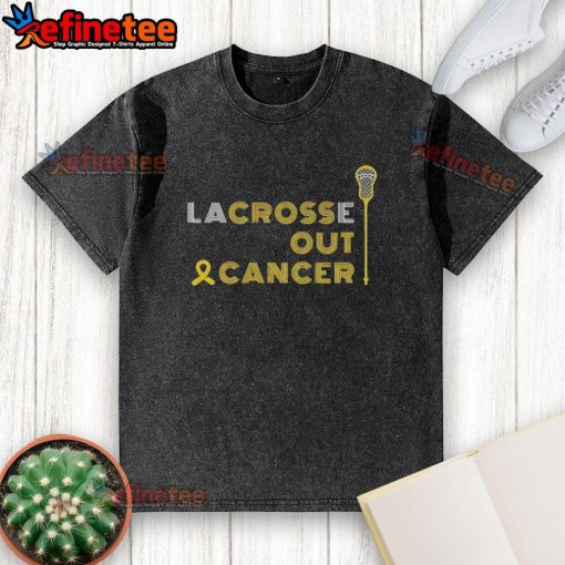 Official Lacrosse Out Cancer Awareness washed t-shirt featuring a bold graphic supporting cancer awareness.
