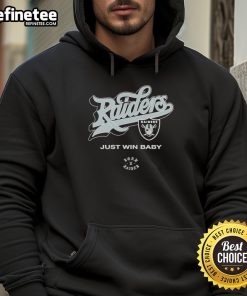 Alt Text: Official Las Vegas Raiders Born x Raised Just Win Baby Hoodie featuring team logo and stylish design for fans.