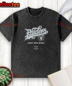 Official Las Vegas Raiders Born x Raised Just Win Baby washed t-shirt showcasing team pride and style.