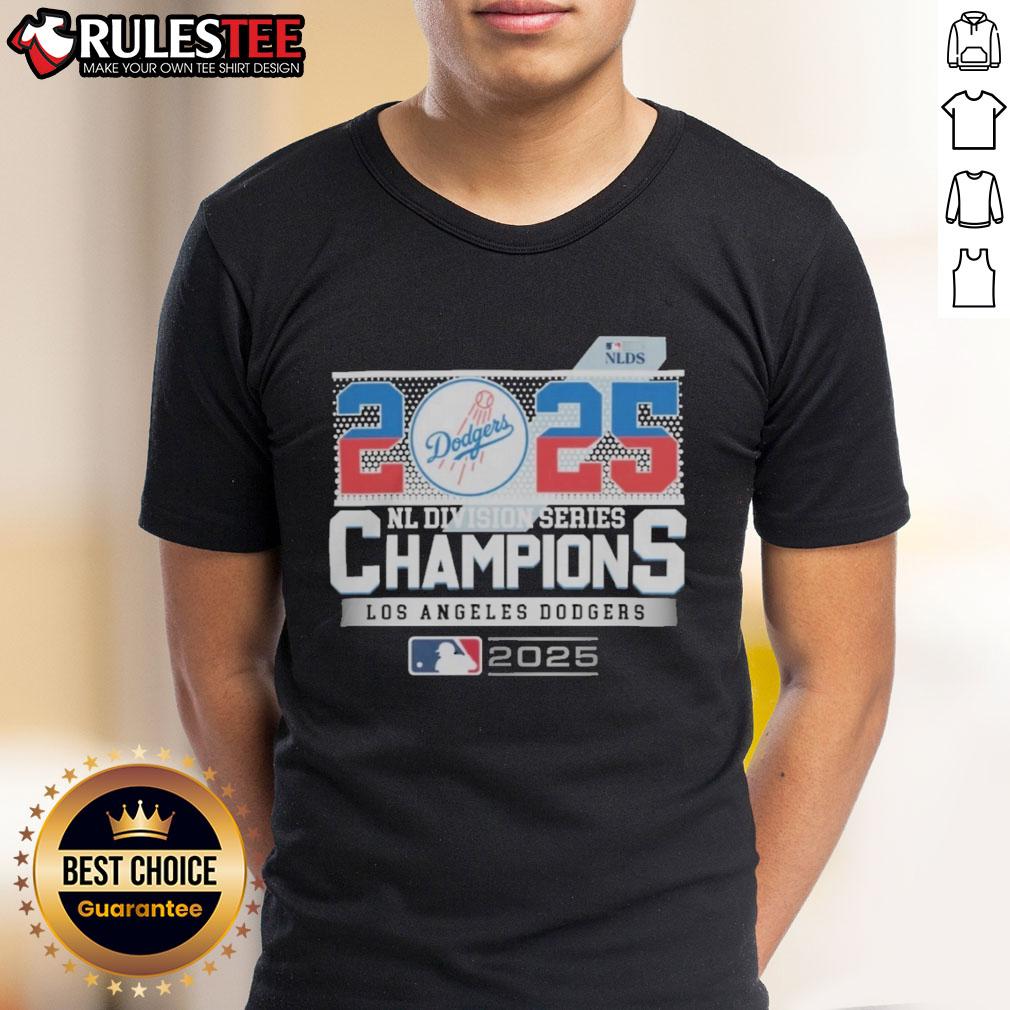 Official Los Angeles Dodgers 2025 Nl Division Series Champions T Shirt Alt Text: Official Los Angeles Dodgers 2025 NL Division Series Champions T-Shirt featuring team logo and celebratory design.