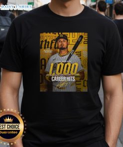 Official Luis Arraez San Diego Padres MLB 1000 Career Hits signature poster t-shirt featuring vibrant graphics and player stats.