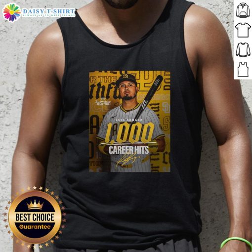 Official Luis Arraez San Diego Padres MLB 1000 Career Hits signature poster tank top showcasing his achievement.