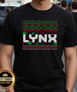Official Lynx Ugly Christmas T-Shirt featuring festive designs, perfect for holiday parties and cozy winter gatherings.