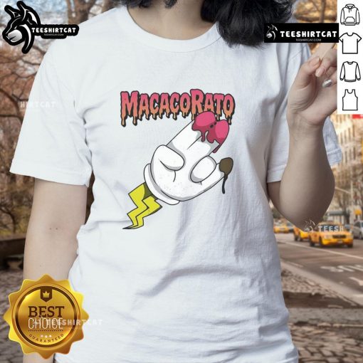 Official Macacorato Strawberry and Chocolate Flavor Ladies Tee featuring a stylish design in vibrant colors.