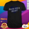 Alt Text: Official Megan Moroney Bless Your Heart Baby Doll T-Shirt featuring a stylish design perfect for fans and casual wear.