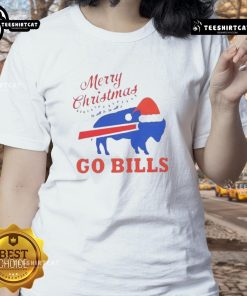 Official Merry Christmas Buffalo Bills ladies tee featuring festive design for fans celebrating the holiday season.