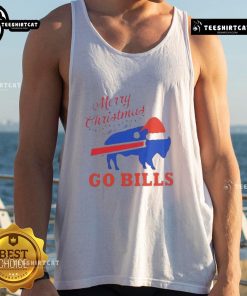 Official Merry Christmas Buffalo Bills tank top featuring festive design for loyal fans celebrating the holiday season.
