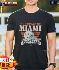 Official Miami Hurricanes Stripe Splash T-Shirt featuring vibrant colors and team logo, perfect for fans.