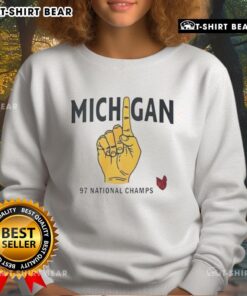 Official Michigan 97 Big Ten Conference sweatshirt in navy blue, featuring the Michigan logo and university emblem.