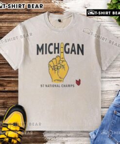 Alt Text: Official Michigan 97 Big Ten Conference washed t-shirt featuring the team's logo and vintage style design.