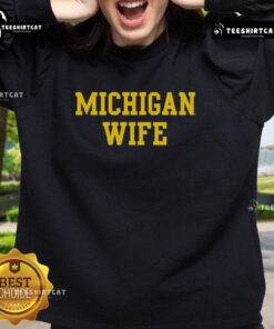 Cozy Official Michigan Wife Sweatshirt in navy blue, perfect for showing Michigan pride and staying warm.