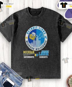 Official Michigan Wolverines and Detroit Lions 2025 Forever NFL washed t-shirt, perfect for game day style.