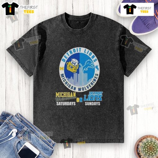 Official Michigan Wolverines and Detroit Lions 2025 Forever NFL washed t-shirt, perfect for game day style.