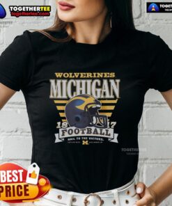 Alt Text: Stylish Official Michigan Wolverines Stripe Splash Ladies Tee featuring a vibrant design and comfortable fit.