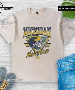 Official Michigan Wolverines Triangle Vintage Washed T-Shirt featuring a classic logo design in blue and maize.