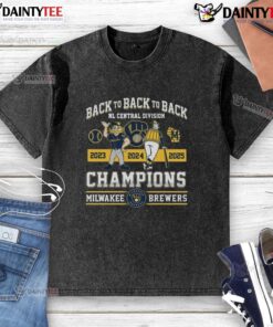 2025 Official Milwaukee Brewers Back-To-Back-To-Back NL Central Division Champions washed t-shirt design.