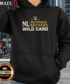 Official Milwaukee Brewers 2025 National League Wild Card baseball hoodie featuring team colors and logo.