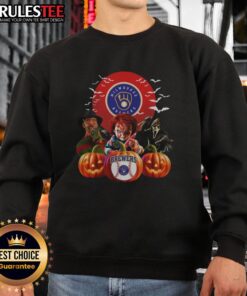 Official Milwaukee Brewers MLB Halloween sweatshirt featuring a spooky design, perfect for fans celebrating Halloween.
