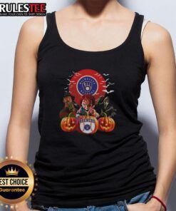 Official Milwaukee Brewers MLB Horror Movie Halloween Tank Top featuring spooky design and team logo for Halloween fans.
