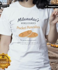 Official Milwaukee's World Famous Pocket Pancakes ladies tee featuring vibrant design and comfortable fit.