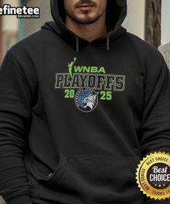 Alt Text: Official Minnesota Lynx 2025 WNBA Playoffs logo hoodie featuring bold graphics and team colors for fans.