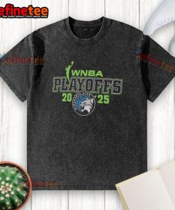 Alt Text: Official Minnesota Lynx 2025 WNBA Playoffs logo on a washed t-shirt, perfect for fans supporting their team.