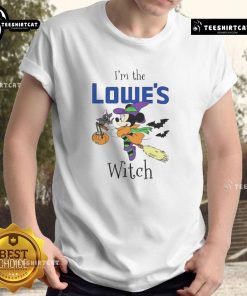 Official Minnie Mouse I'M Lowe's Witch Trick or Treat Halloween T-Shirt featuring vibrant graphics and festive design.