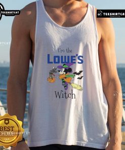 Official Minnie Mouse 'I'm Lowes Witch' Halloween tank top for kids, perfect for trick or treating this spooky season.