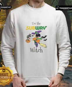 Official Minnie Mouse I'm Subway Witch Trick or Treat Halloween Sweatshirt featuring vibrant graphics and festive design.