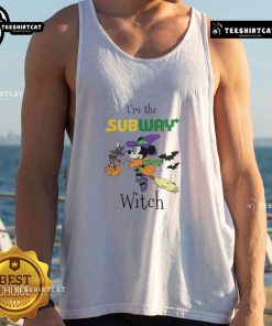 Official Minnie Mouse I'm Subway Witch Trick or Treat Halloween Tank Top featuring vibrant graphics and festive design.