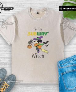 Official Minnie Mouse 'I'm Subway Witch' Trick or Treat Halloween washed t-shirt for festive celebrations.