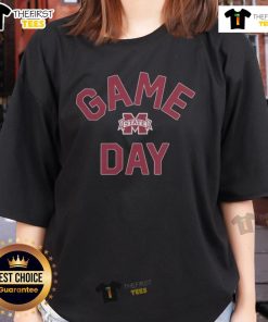 Official Mississippi State Bulldogs game day logo on a college ladies tee, perfect for game day attire.