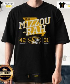 Official Missouri Tigers Beat Kansas Jayhawks 2025 Score T-Shirt showcasing team pride and victory celebration.