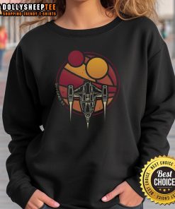 Official N-1 WZRD Twin Suns Starfighter retro sci-fi spaceship sweatshirt featuring vibrant design and cozy fit.