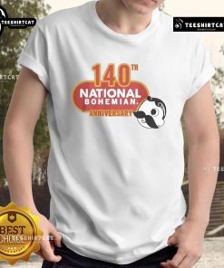 Alt Text: Official National Bohemian 140th Anniversary Logo T-Shirt featuring vintage design and vibrant colors.