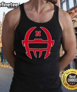 Official Nebraska Football Matt Rhule logo tank top featuring bold design, perfect for fans and summer wear.