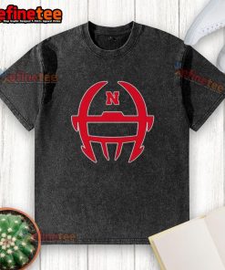 Alt Text: Official Nebraska Football Matt Rhule logo washed t-shirt featuring the iconic team's colors and design.