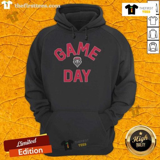 Alt Text: Official New Mexico Lobos Game Day Logo hoodie featuring team colors and emblem for college sports fans.