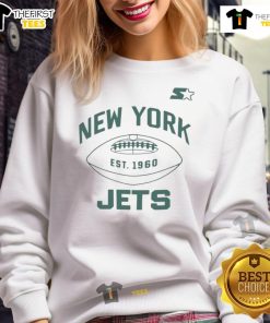 Official New York Jets green and white Forever sweatshirt, featuring team logo and stylish design for fans.