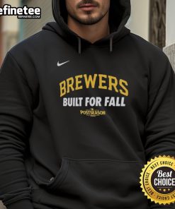 Alt Text: Official Nike Milwaukee Brewers 2025 MLB Postseason hoodie, perfect for fall, featuring team colors and logo.