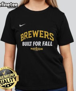 Alt Text: Official Nike Milwaukee Brewers 2025 MLB postseason ladies tee, designed for fans and built for fall comfort.