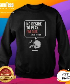 Alt Text: Amari Cooper wearing an official Las Vegas Raiders sweatshirt with 'No Desire to Play' message.