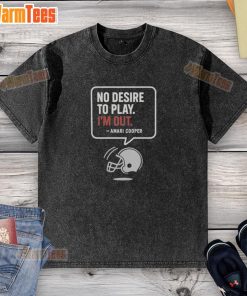 Amari Cooper wearing a washed t-shirt with 'Official No Desire To Play I'm Out' design, Las Vegas Raiders fan gear.